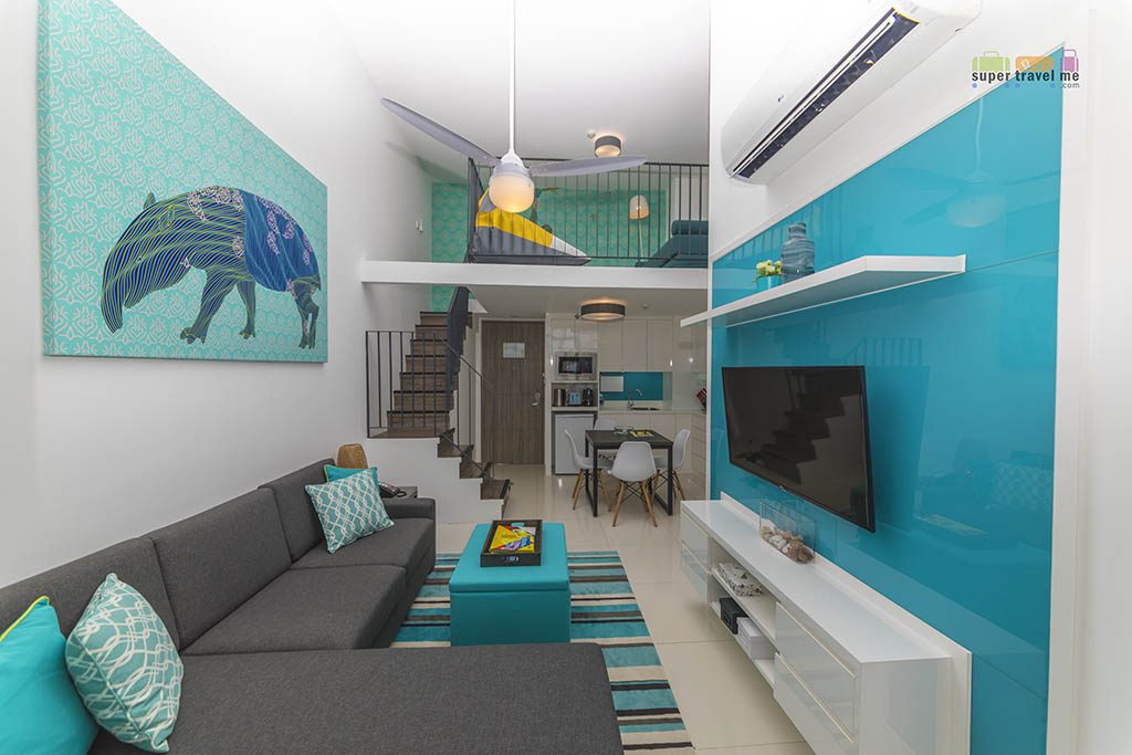 The spacious two-bedroom loft apartment at Cassia Bintan