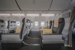 Business Class cabin in SilkAir Boeing 737 MAX 8 9V-MBA (4 October 2017)