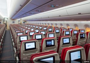 Economy Class cabin in Hong Kong Airlines A350-900 cabin (Airbus photo)