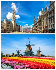 EU Holidays 10D7N Flowery Benelux (Top: Royal Palace in Brussels, Belgium; Bottom: Zaan Schans, The Netherlands)