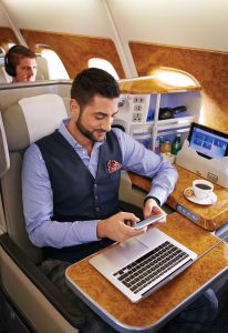 Emirates Smartphone Usage onboard (Emirates photo)