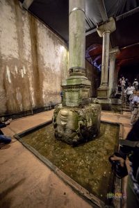 Medusa Head at Basilica Cistern in Istanbul, Turkey 0986