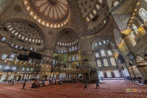 Inside the Sultan Ahmet Mosque (Blue Mosque in Istanbul)