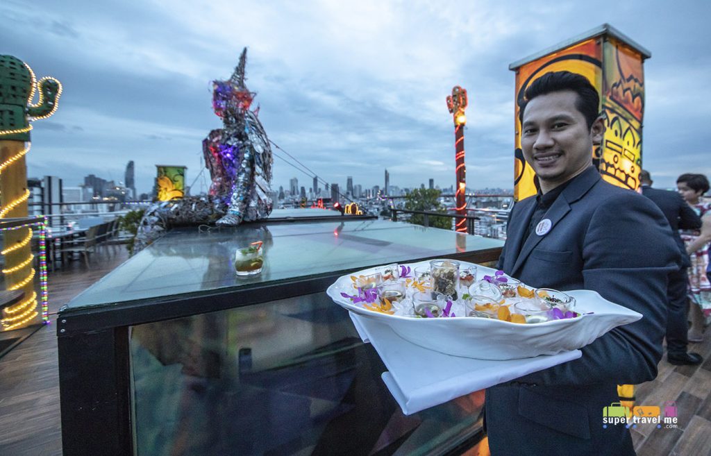 Enjoy food and cocktails on the rooftop at level 25 of Siam@Siam Design Hotel Bangkok
