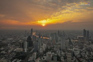 Sunset view from atop King Power Mahanakhon in Bangkok