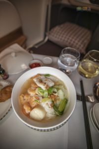 Singapore Airlines Business Class - Seafood and Rice Noodles Soup