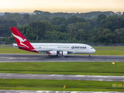 Qantas A380 at Changi Airport