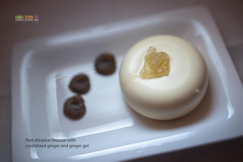 Air New Zealand NZ284 Dinner Dessert - Pain d'espice mousse with crystallized ginger and ginger gel (24 May 2019)