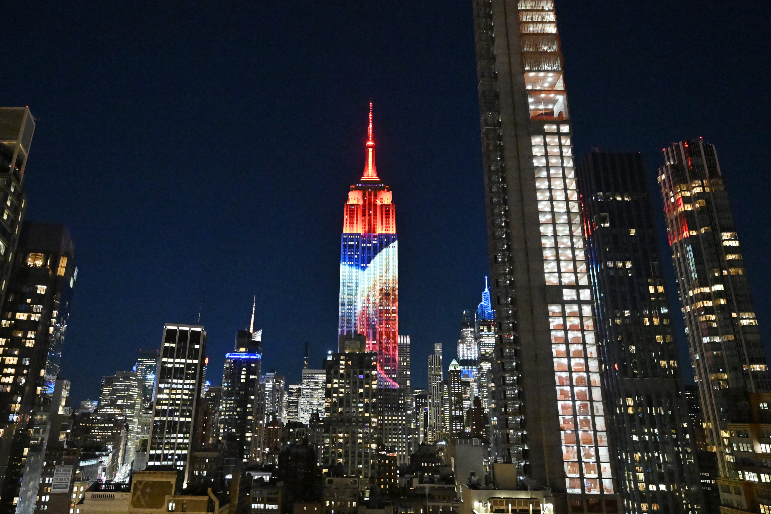 NEW YORK, NEW YORK - MARCH 21: <> attends a dynamic light show to celebrate STAR WARS-themed takeover at The Empire State Building on March 21, 2024 in New York City. (Photo by Roy Rochlin/Getty Images for Empire State Realty Trust)
