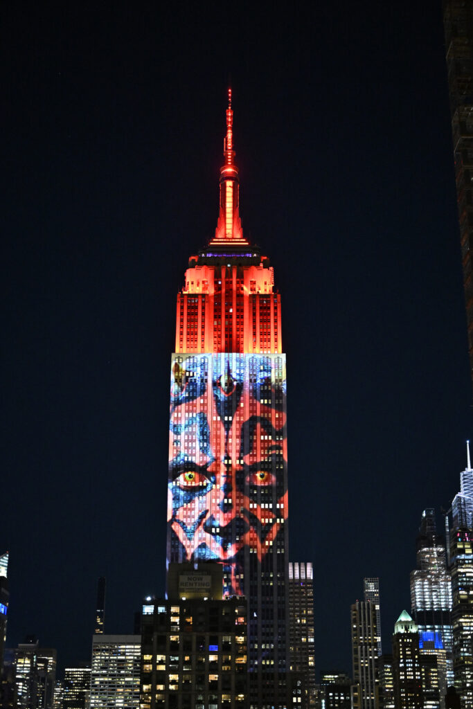 NEW YORK, NEW YORK - MARCH 21: attends a dynamic light show to celebrate STAR WARS-themed takeover at The Empire State Building on March 21, 2024 in New York City. (Photo by Roy Rochlin/Getty Images for Empire State Realty Trust)