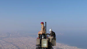 Emirates Cabin Crew on the tip of the Burj Khalifa by Emaar (Emirates photo)